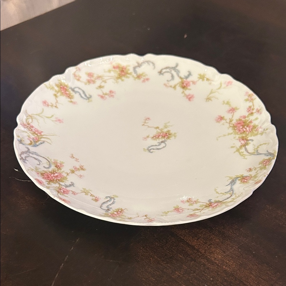 Antique Haviland & Co Limoges Floral Plate with Pink Accents, 7 3/8” diameter